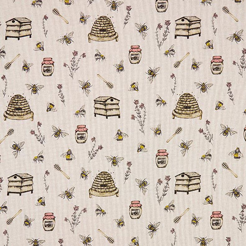 Decor Fabric Half Panama Bees and Honey – natural,  image number 1