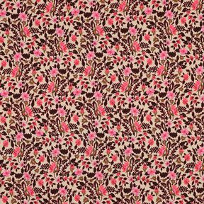 French Terry small flowers Digital Print – cashew/intense pink, 