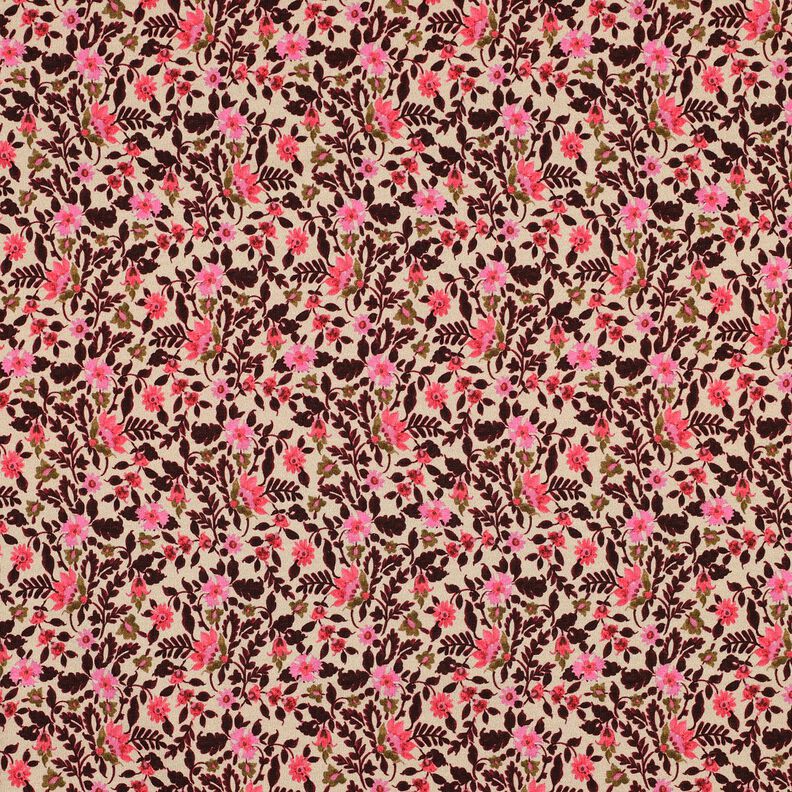 French Terry small flowers Digital Print – cashew/intense pink, image number 1