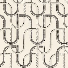 Decor Fabric Half Panama artistic lines – natural/black, 