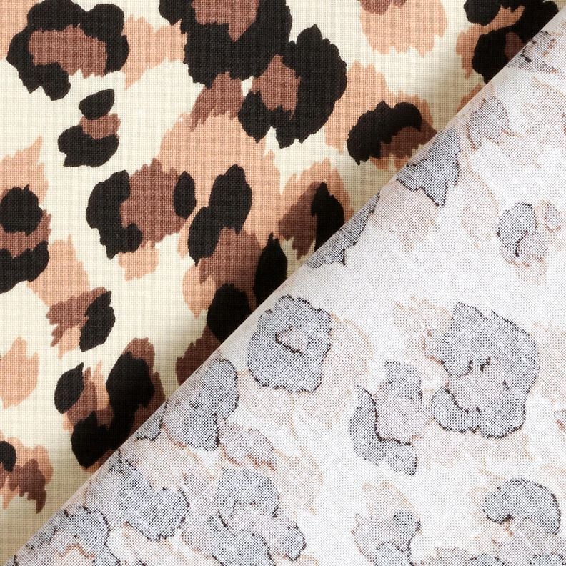 Cotton Cretonne Leopard polka dots &ndash; light beige/black,  image number 4