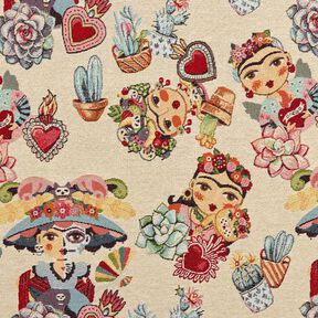 Decor Fabric Tapestry Fabric Artists &ndash; light beige/red, 