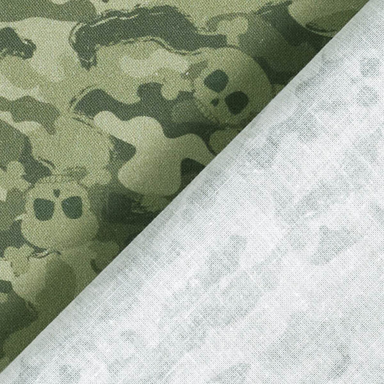 Organic Cotton Poplin camouflage skulls – pistachio,  image number 4