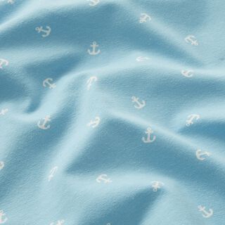 Cotton Jersey small anchor Digital Print – light blue, 