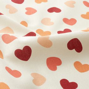 Decor Fabric Half Panama dispersed hearts – cream/dark red, 