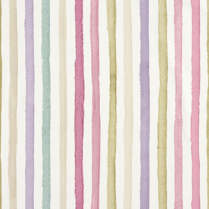 Decor Fabric Half Panama Watercolour Stripes – ivory/eucalyptus, image number 1