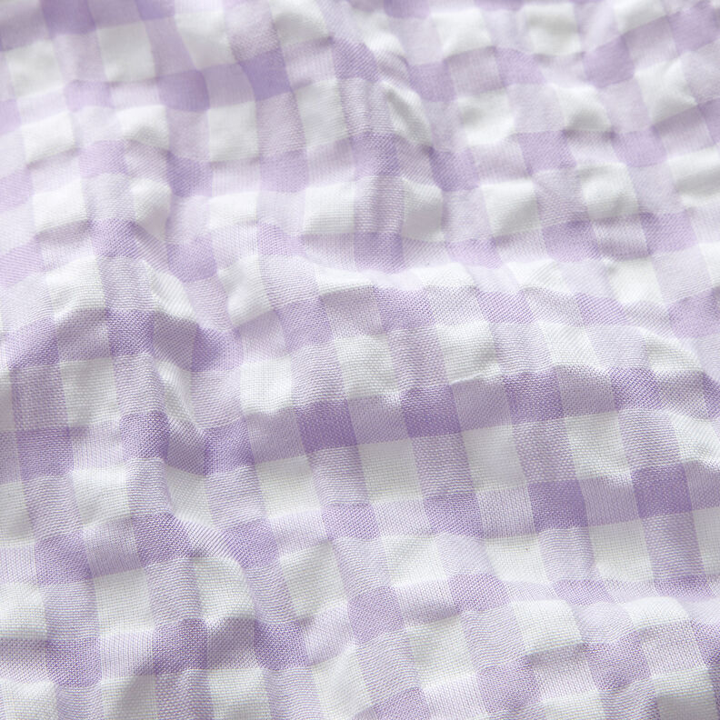 Large gingham check seersucker – white/pastel mauve,  image number 2