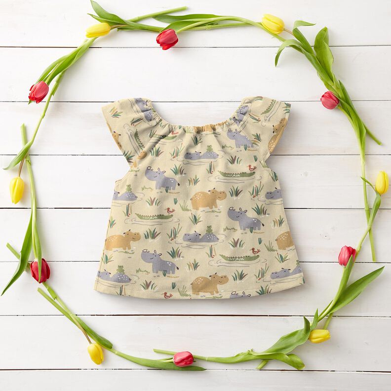 Cotton Poplin bathing fun for jungle animals – pastel green,  image number 7