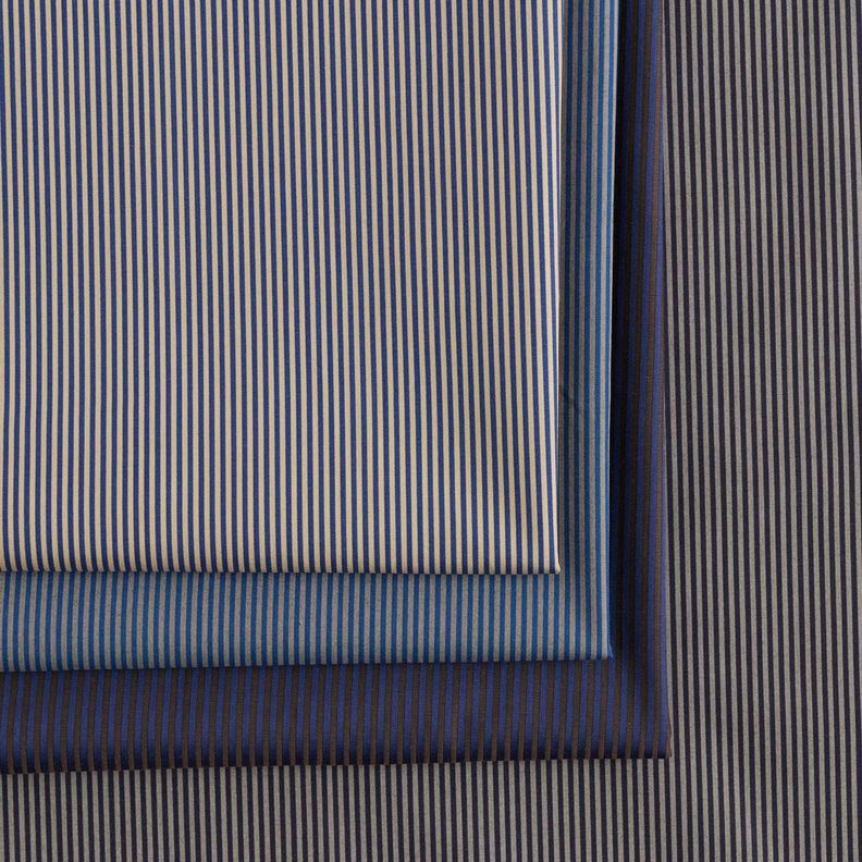 Shirt fabric vertical stripes – navy blue/beige,  image number 5