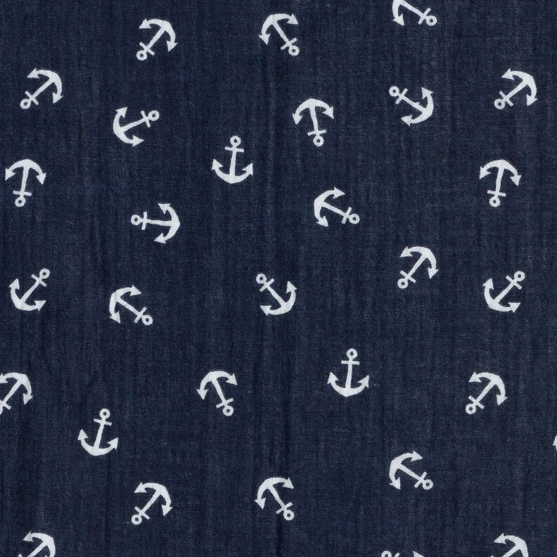 Double Gauze/Muslin Anchor – navy blue/white,  image number 1