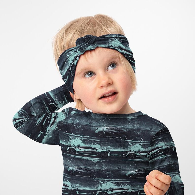 Cotton Jersey racing car Digital Print – black/pearl grey,  image number 5