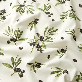 Decor Fabric Half Panama Olives – offwhite/dark olive, 