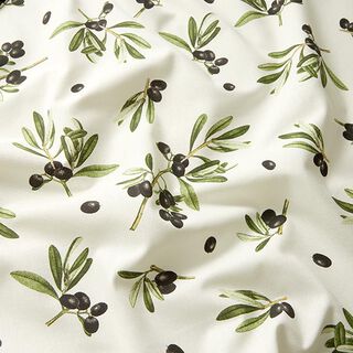 Decor Fabric Half Panama Olives – offwhite/dark olive, 