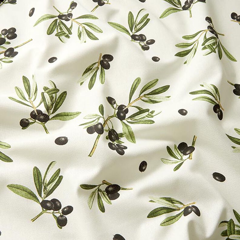 Decor Fabric Half Panama Olives – offwhite/dark olive,  image number 2