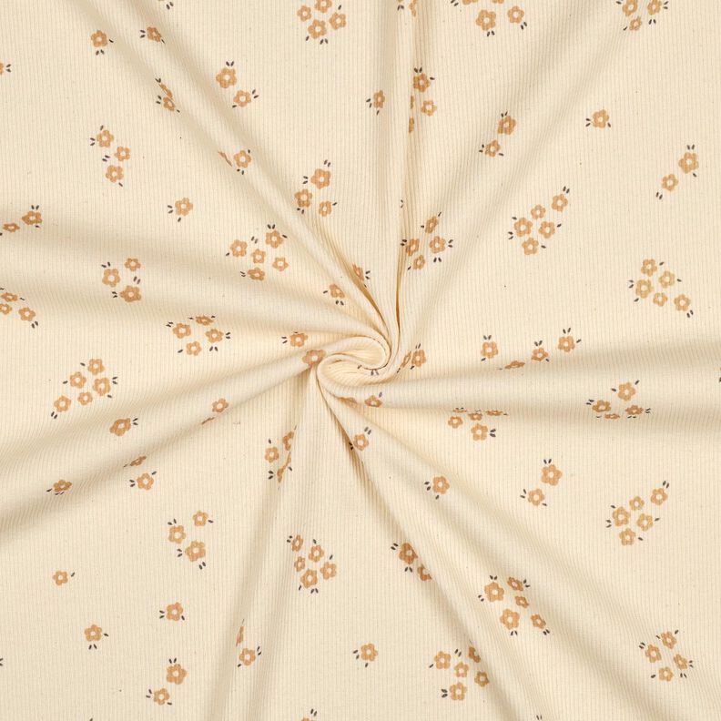 GOTS Ribbed Jersey Ditsy Flowers | Poppy Fabrics &ndash; cream/fawn,  image number 3