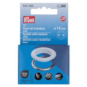 Eyelets with washers [15 pieces | Ø 14 mm] | Prym – white/metallic silver, 