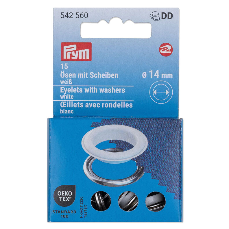 Eyelets with washers [15 pieces | Ø 14 mm] | Prym – white/metallic silver,  image number 1