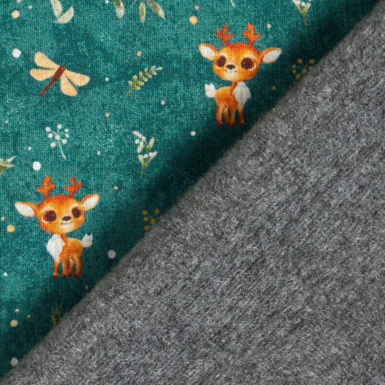 Alpine Fleece Cute Deer Digital Print – petrol,  image number 4