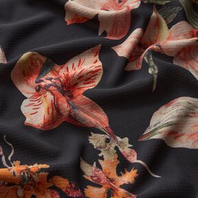 Crêpe Chiffon Floral Painting – black, 