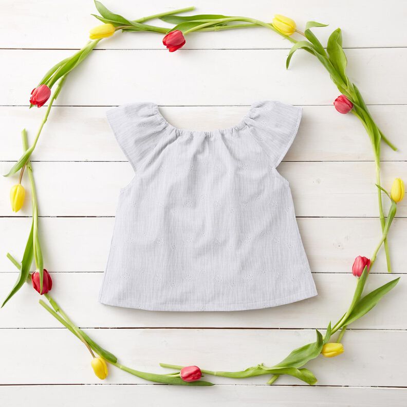 Double Gauze/Muslin Broderie Anglaise flower tendrils – white,  image number 6