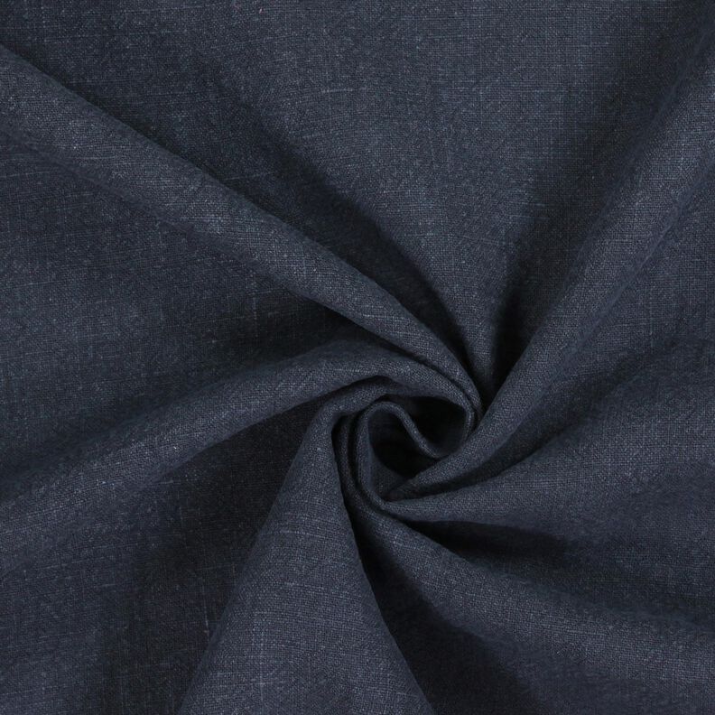 Linen fabric ramie mix stonewashed, heavy quality – midnight blue,  image number 1