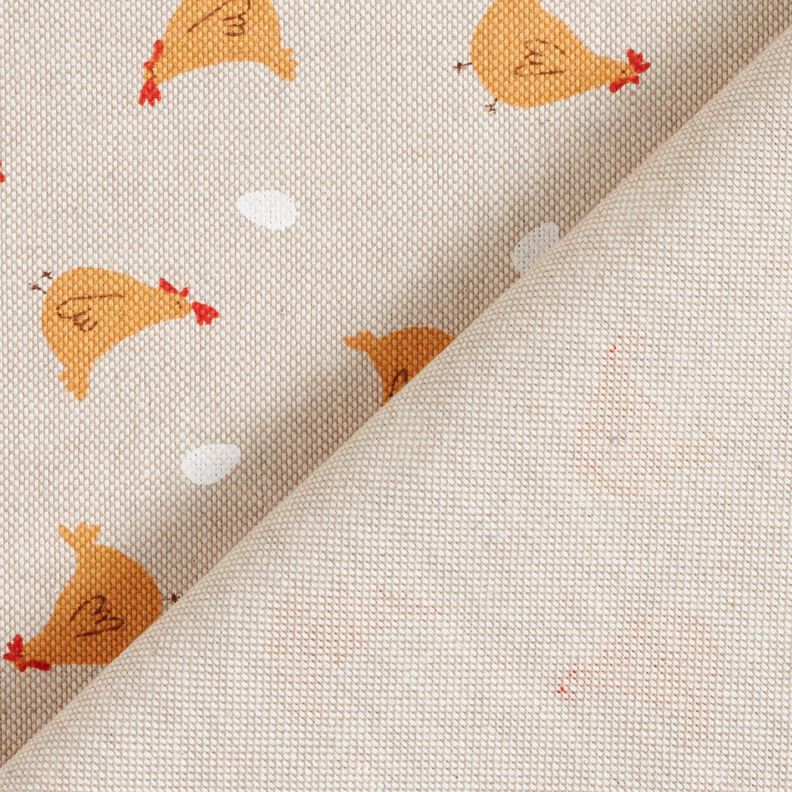Decor Fabric Half Panama small chickens – natural/curry yellow,  image number 4