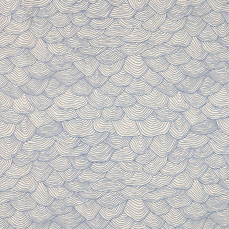 Decorative half Panama fabric Wave pattern – royal blue/natural,  image number 1