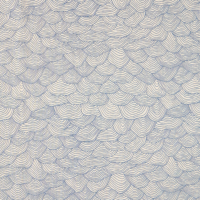 Decorative half Panama fabric Wave pattern – royal blue/natural,  image number 1