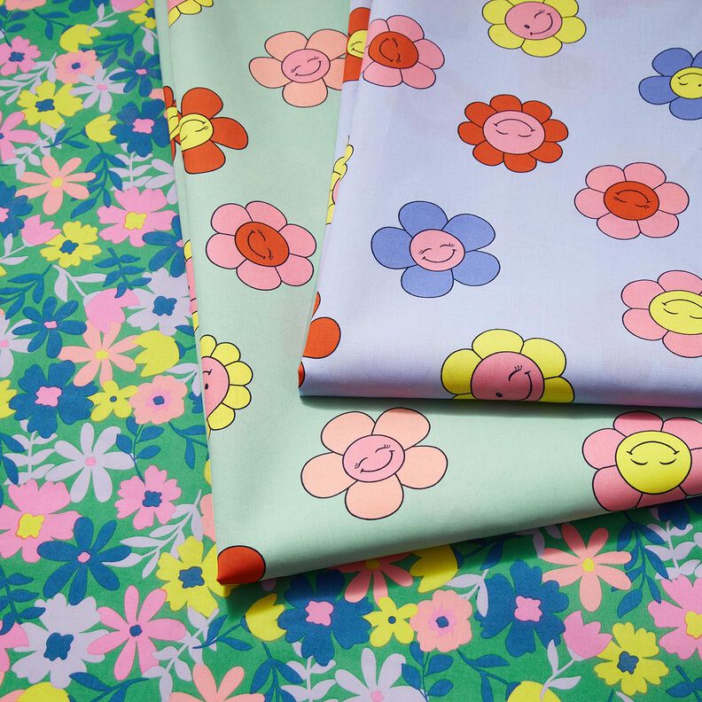 Coated Cotton Pastel Flowers | Poppy Fabrics – grass green/pink,  image number 6