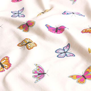 Cotton Jersey colourful butterfly – offwhite, 