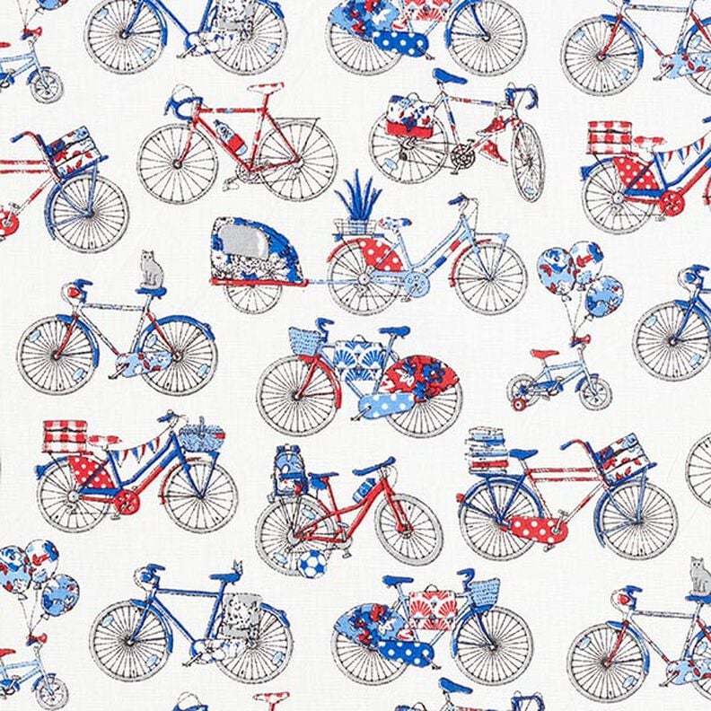 Cotton Cretonne Retro Bikes – white/blue,  image number 1