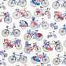 Cotton Cretonne Retro Bikes – white/blue,  thumbnail number 1