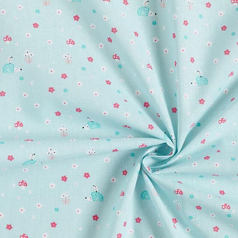 Poplin Hedgehog and Mushrooms – baby blue,  image number 3