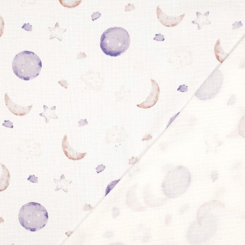 GOTS Double Gauze/Muslin Night’s Sky Digital Print | Poppy Fabrics – ivory/mauve,  image number 4