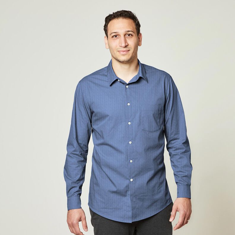 Shirt fabric mini check – white/denim blue, image number 6