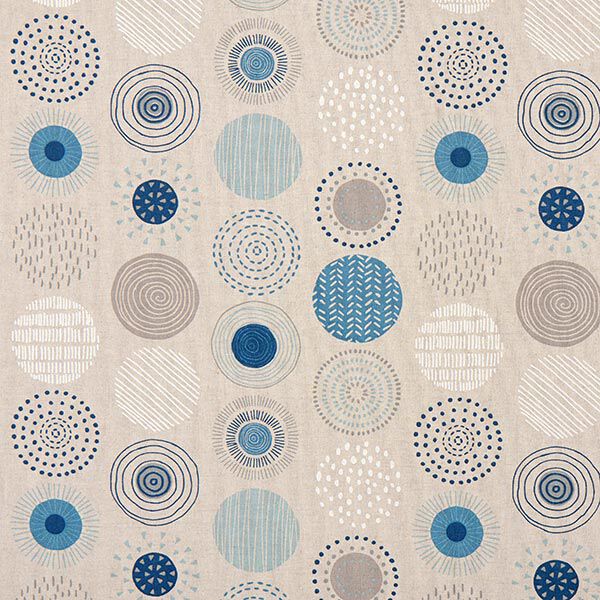Decor Fabric Half Panama painted circles – dove blue/natural,  image number 1
