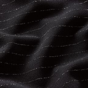 Trouser fabric stretch glitter pinstripe – black/metallic silver, 