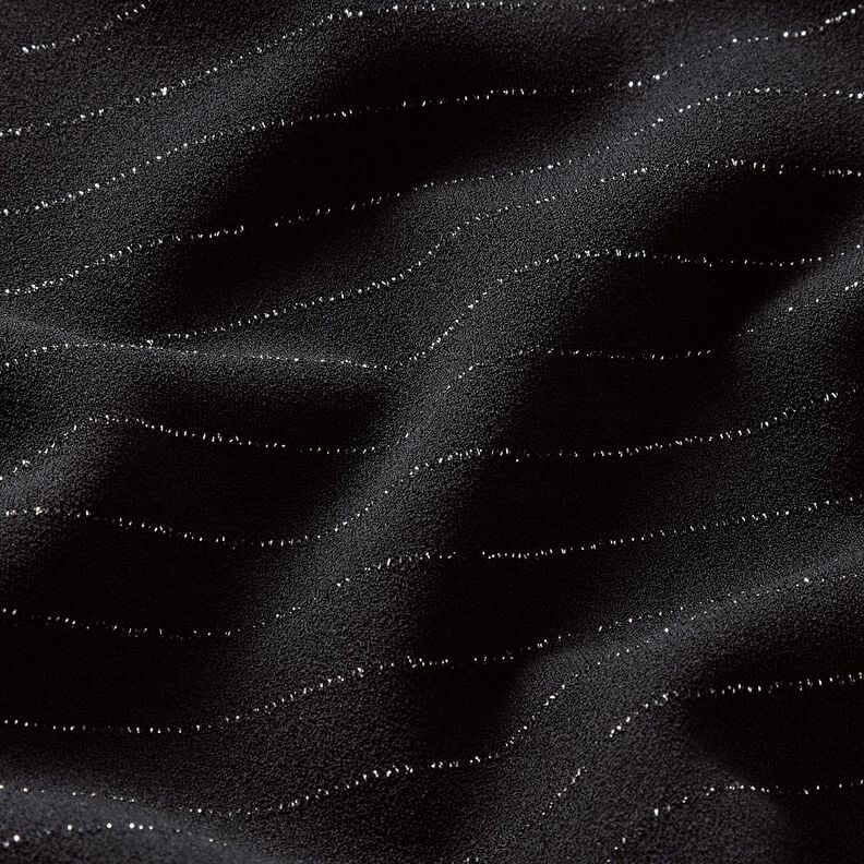 Trouser fabric stretch glitter pinstripe – black/metallic silver, image number 2