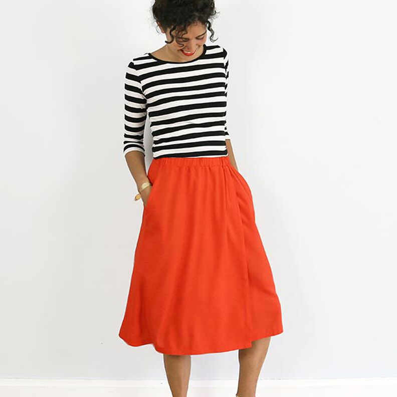 FRAU GINA - Wrap-look skirt with side seam pockets, Studio Schnittreif  | XS -  XL,  image number 3