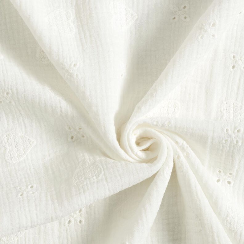 Double Gauze/Muslin Broderie Anglaise hearts – offwhite,  image number 3