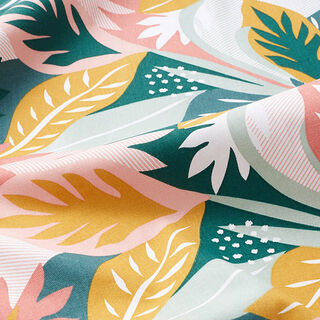 Decor Fabric Cotton Twill leaf sketches – pink/dark green, 