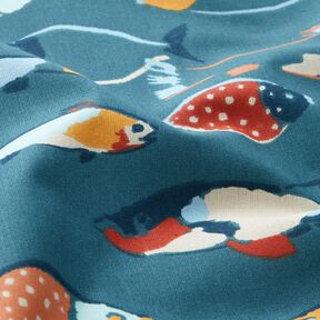 Cotton Cretonne school of fish – blue grey, 