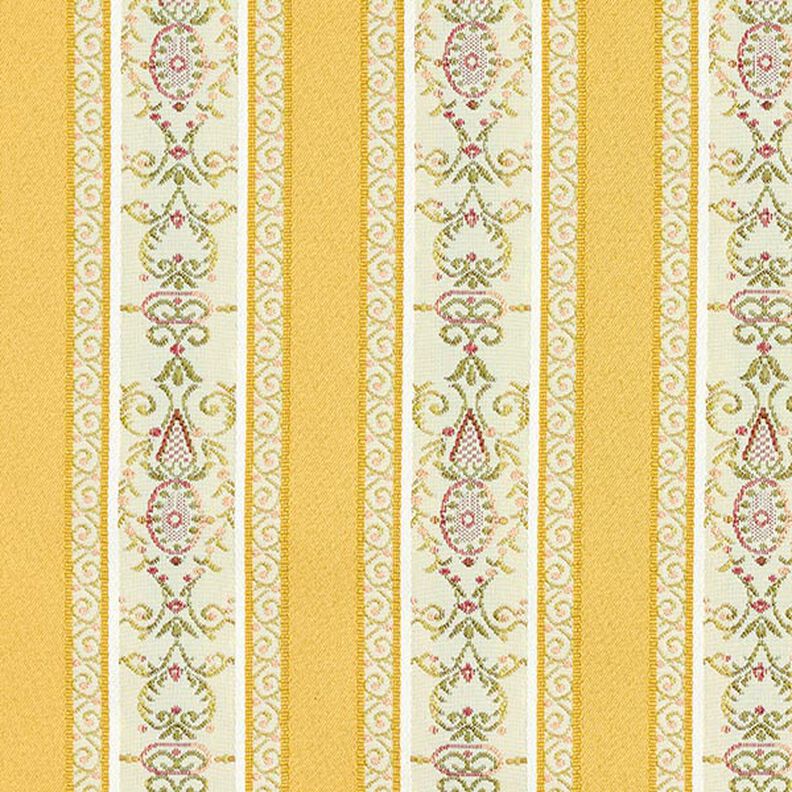 Biedermeier Stripes Jacquard Furnishing Fabric – cream/yellow,  image number 1