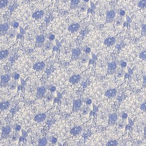 Double Gauze/Muslin blue flowers – white/brilliant blue, 