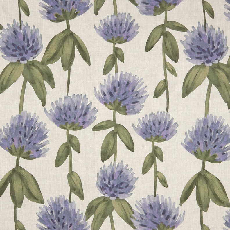 Decor Fabric Half Panama flowering clover – blue grey/light taupe,  image number 1