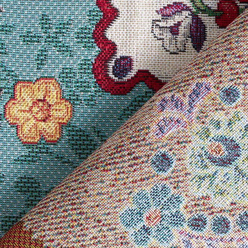Decor Fabric Tapestry Fabric denim patchwork – light beige/denim blue,  image number 4