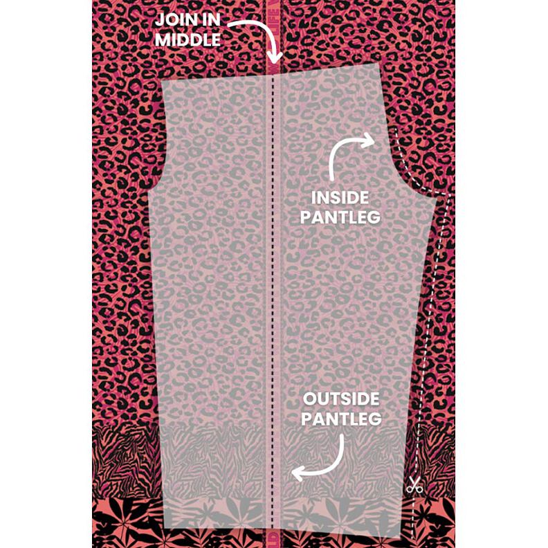Viscose Voile Leo and flowers border design Panel – pink/orange, image number 9