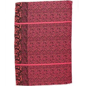 Viscose Voile Leo and flowers border design Panel – pink/orange, 