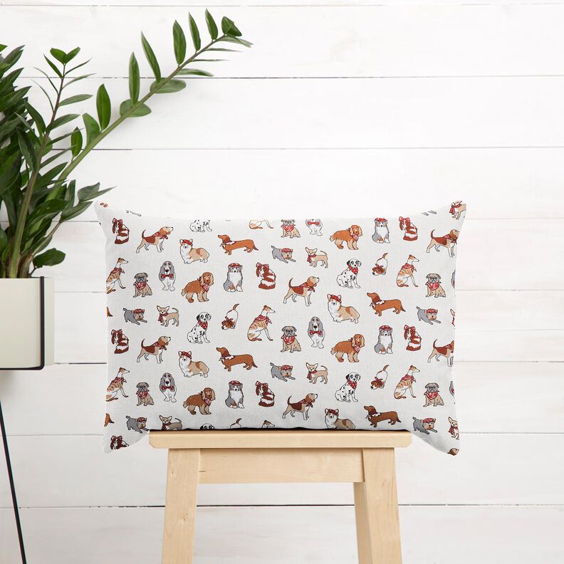 Cotton Cretonne Playful Dogs – medium brown/ivory,  image number 5