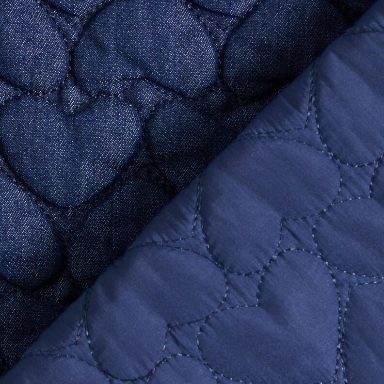 Denim Quilted Fabric hearts – midnight blue, image number 4